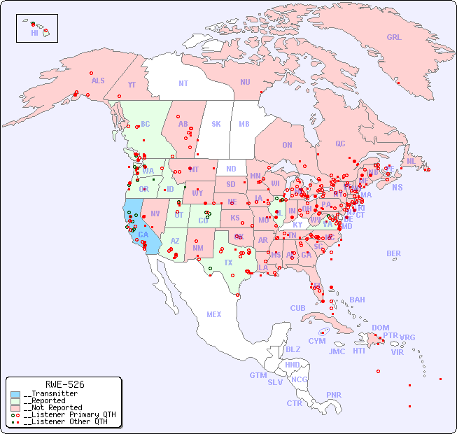 __North American Reception Map for RWE-526