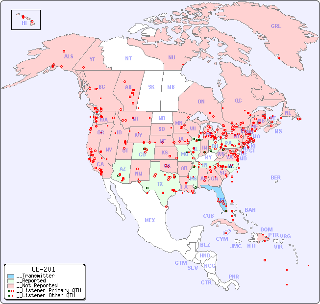 __North American Reception Map for CE-201