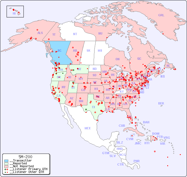 __North American Reception Map for 5M-200