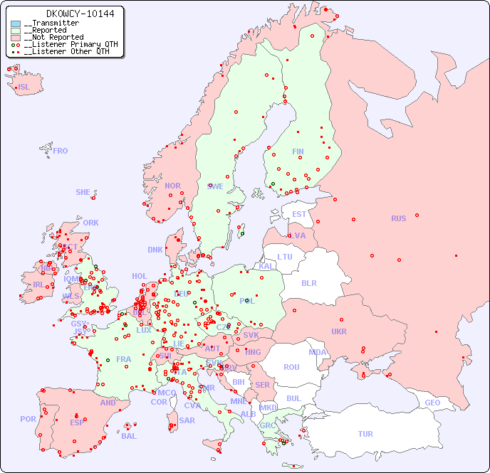 __European Reception Map for DK0WCY-10144