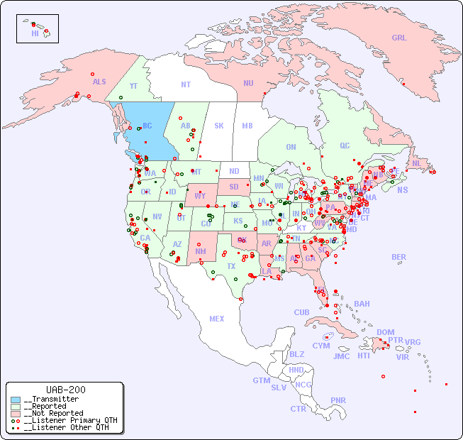 __North American Reception Map for UAB-200
