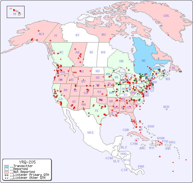 __North American Reception Map for YRQ-205