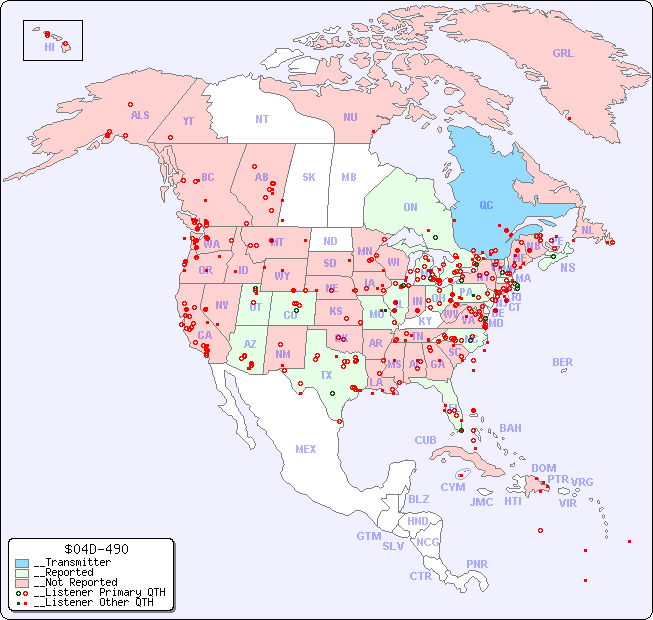 __North American Reception Map for $04D-490