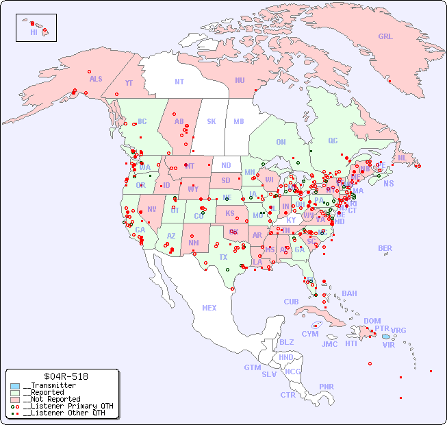 __North American Reception Map for $04R-518