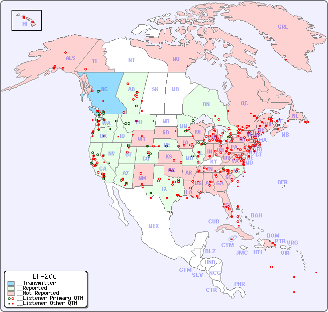 __North American Reception Map for EF-206