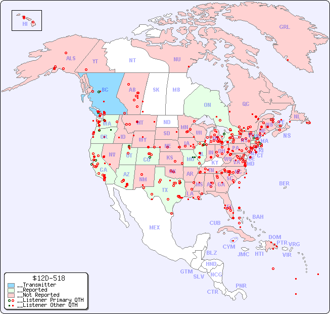 __North American Reception Map for $12D-518