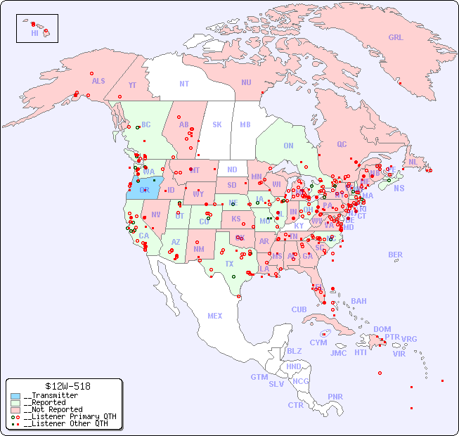 __North American Reception Map for $12W-518