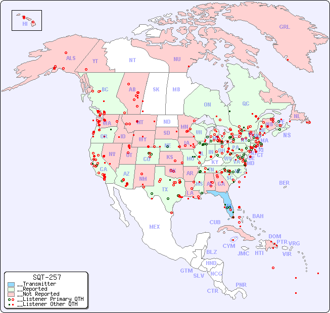__North American Reception Map for SQT-257