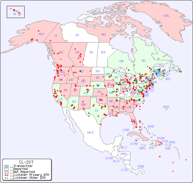 __North American Reception Map for CL-207