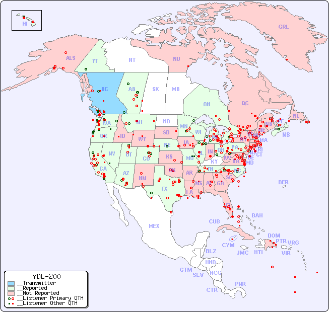 __North American Reception Map for YDL-200