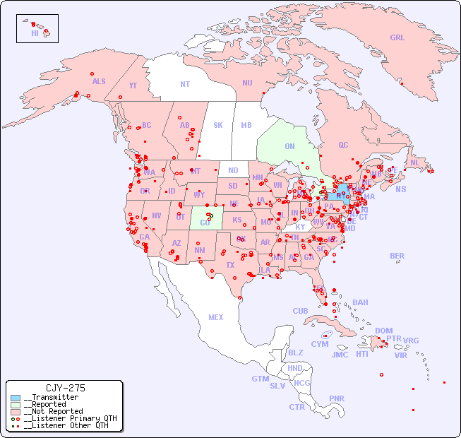 __North American Reception Map for CJY-275