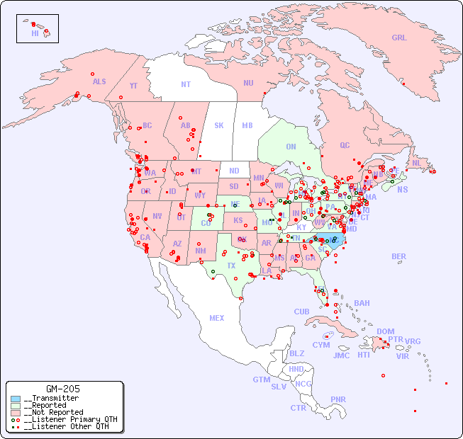 __North American Reception Map for GM-205