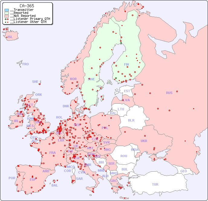 __European Reception Map for CA-365