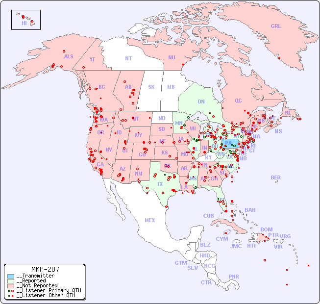 __North American Reception Map for MKP-287