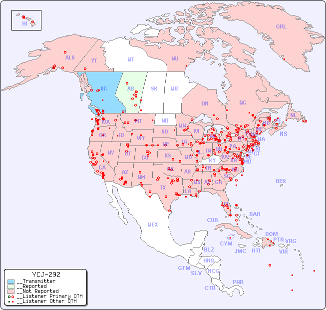 __North American Reception Map for YCJ-292