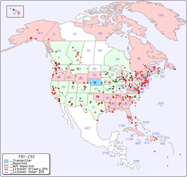 __North American Reception Map for FBY-293