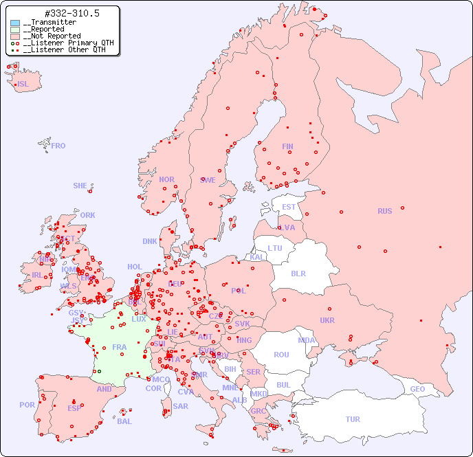 __European Reception Map for #332-310.5