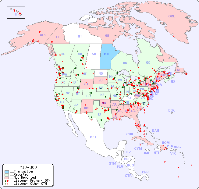 __North American Reception Map for YIV-300