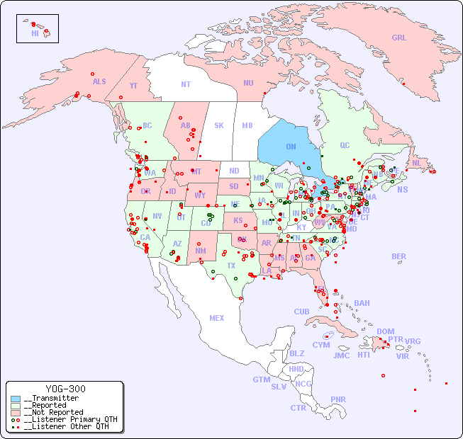 __North American Reception Map for YOG-300