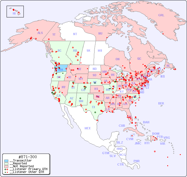 __North American Reception Map for #871-300