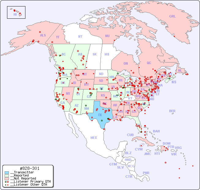 __North American Reception Map for #828-301