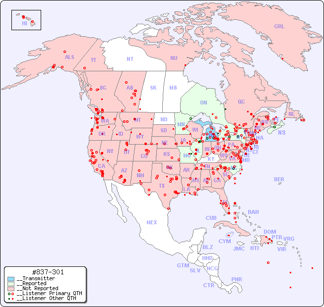__North American Reception Map for #837-301