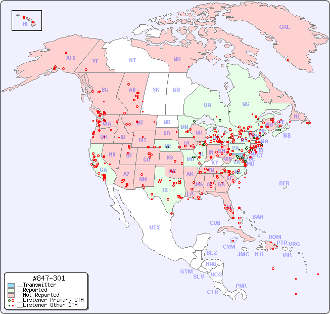 __North American Reception Map for #847-301