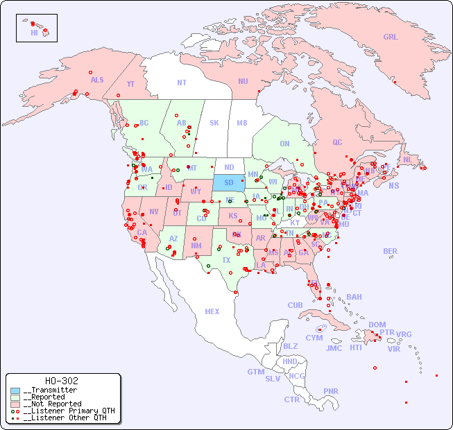 __North American Reception Map for HO-302