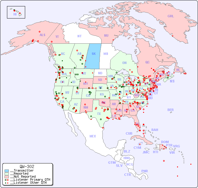 __North American Reception Map for QW-302