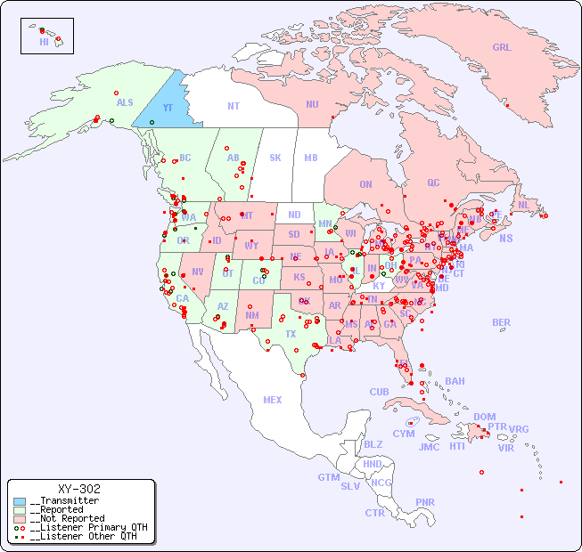 __North American Reception Map for XY-302