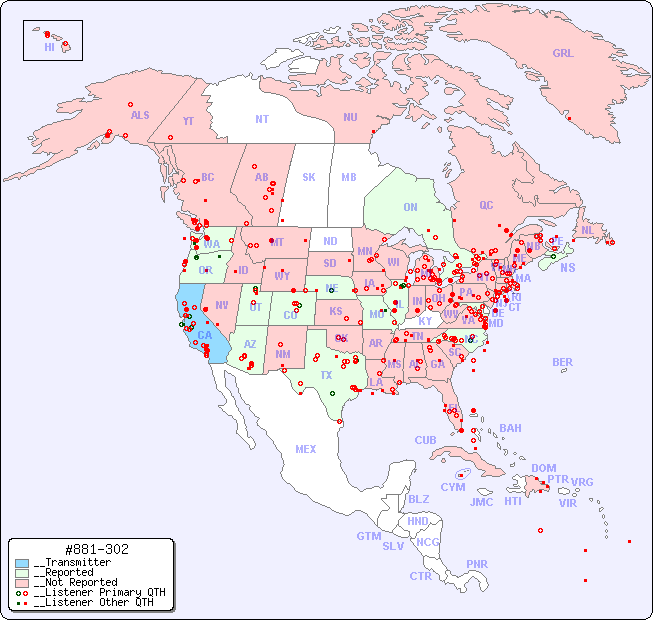 __North American Reception Map for #881-302