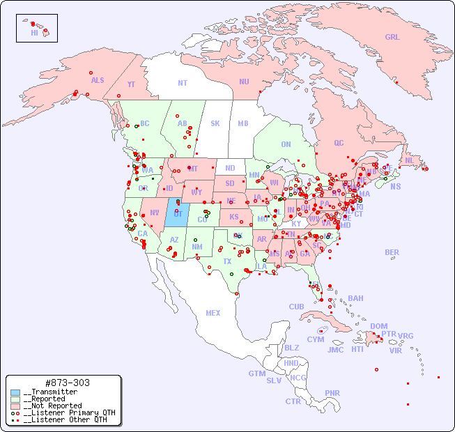 __North American Reception Map for #873-303