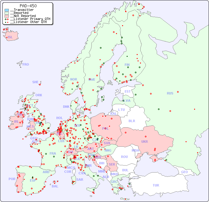 __European Reception Map for PAD-450