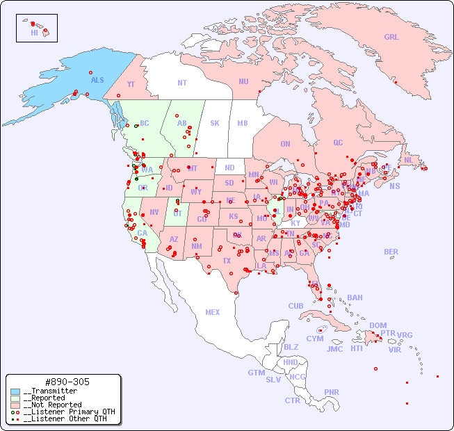 __North American Reception Map for #890-305