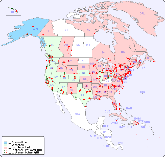 __North American Reception Map for AUB-355