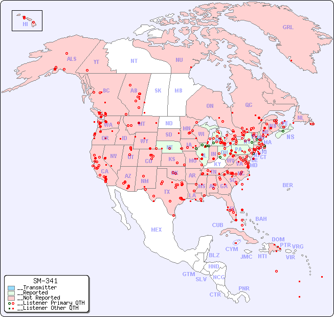 __North American Reception Map for SM-341