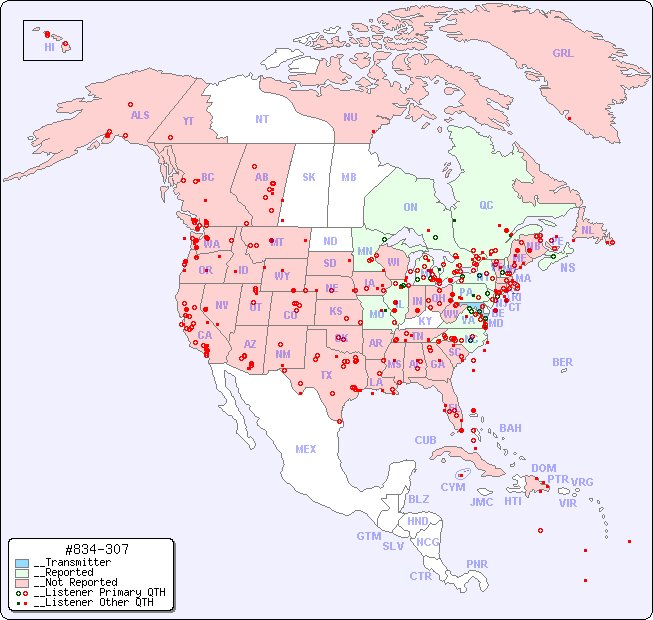 __North American Reception Map for #834-307