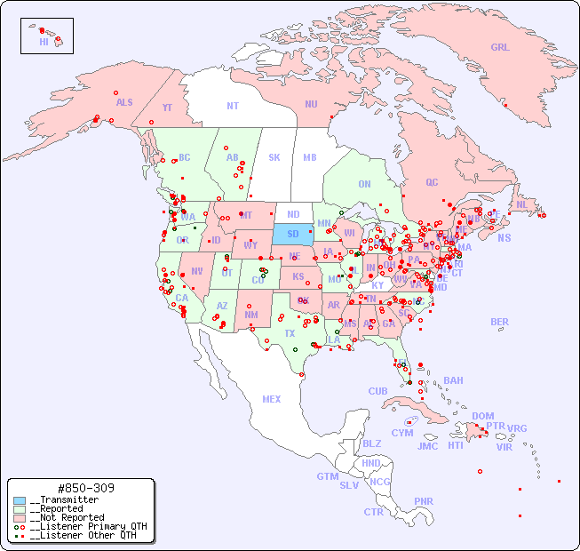 __North American Reception Map for #850-309