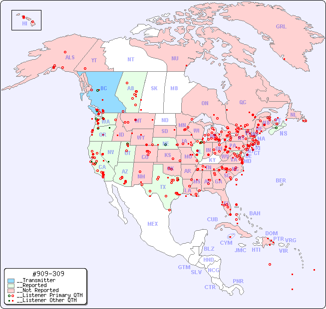 __North American Reception Map for #909-309