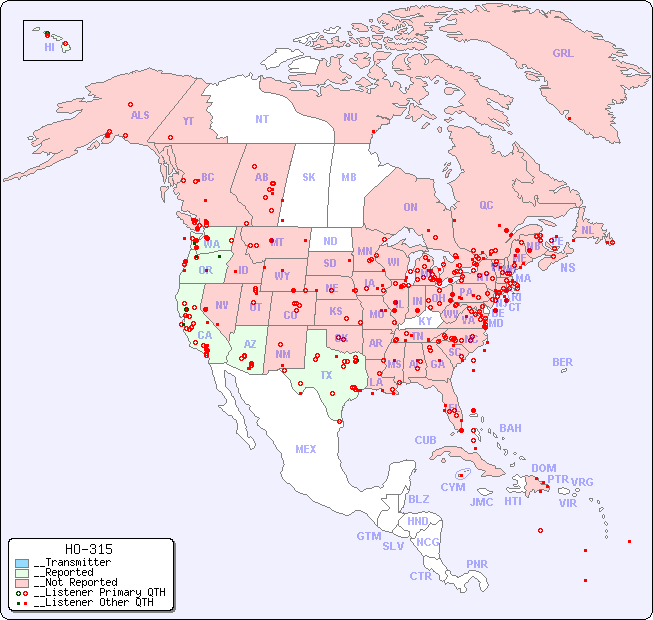 __North American Reception Map for HO-315
