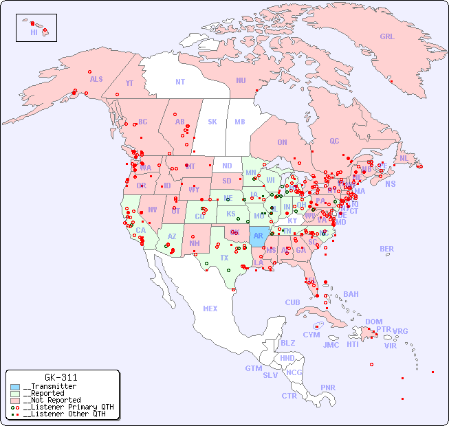 __North American Reception Map for GK-311
