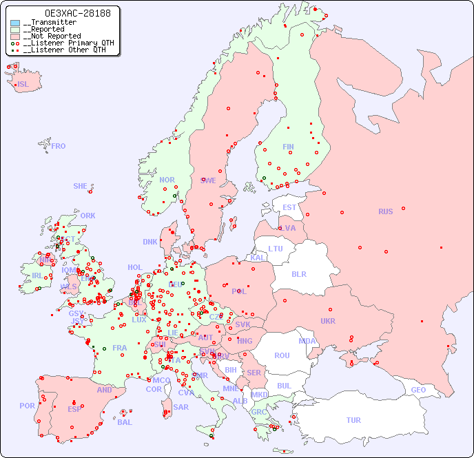 __European Reception Map for OE3XAC-28188