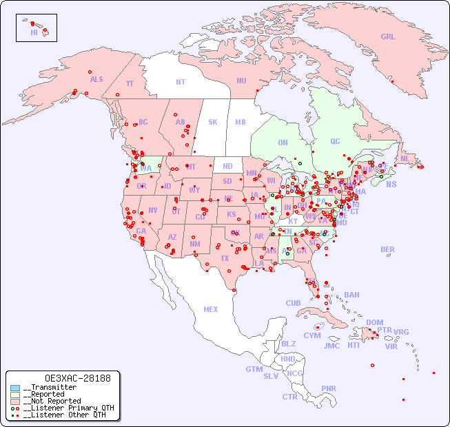 __North American Reception Map for OE3XAC-28188