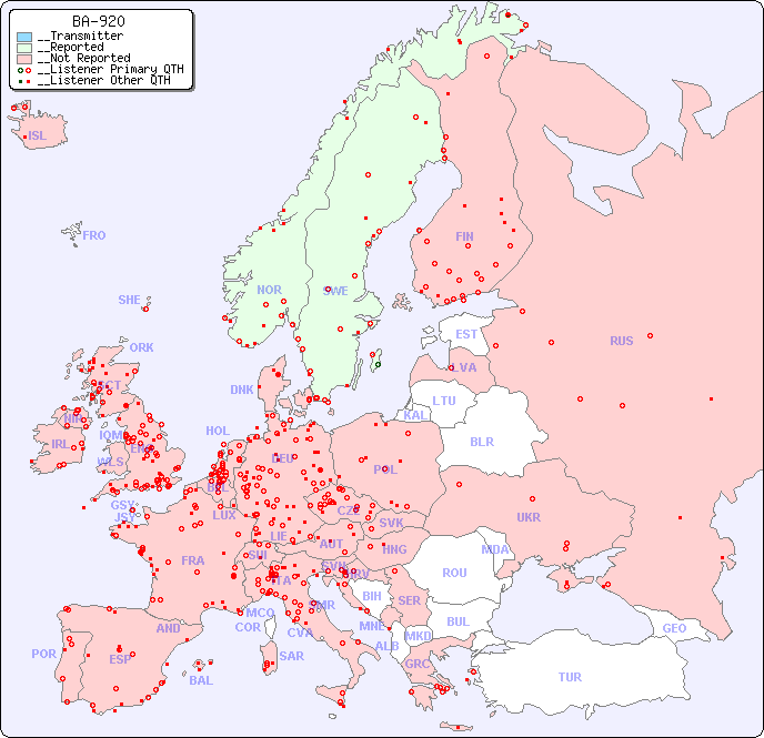 __European Reception Map for BA-920