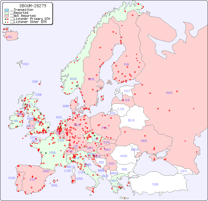 __European Reception Map for DB0UM-28279