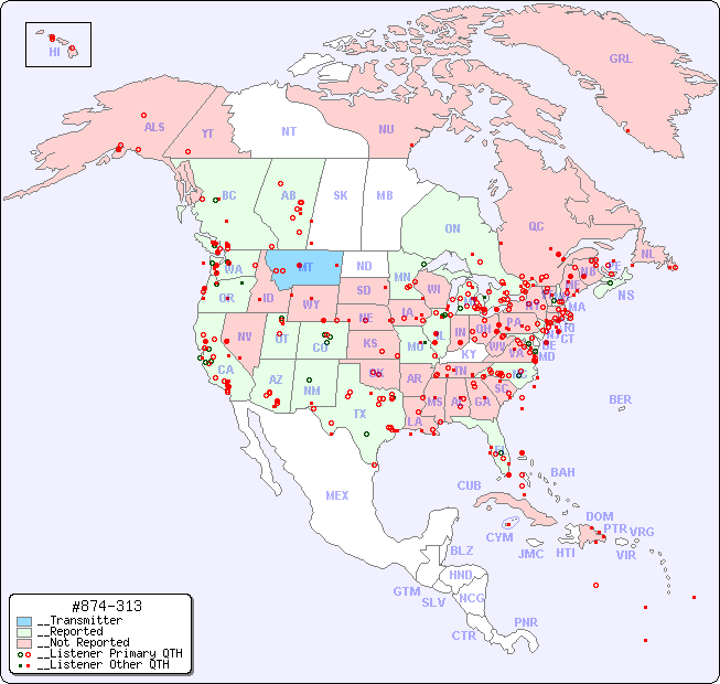 __North American Reception Map for #874-313