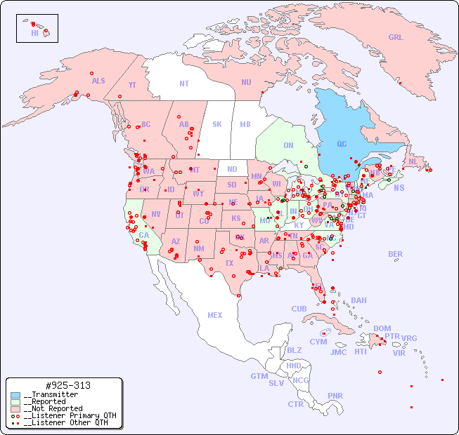__North American Reception Map for #925-313