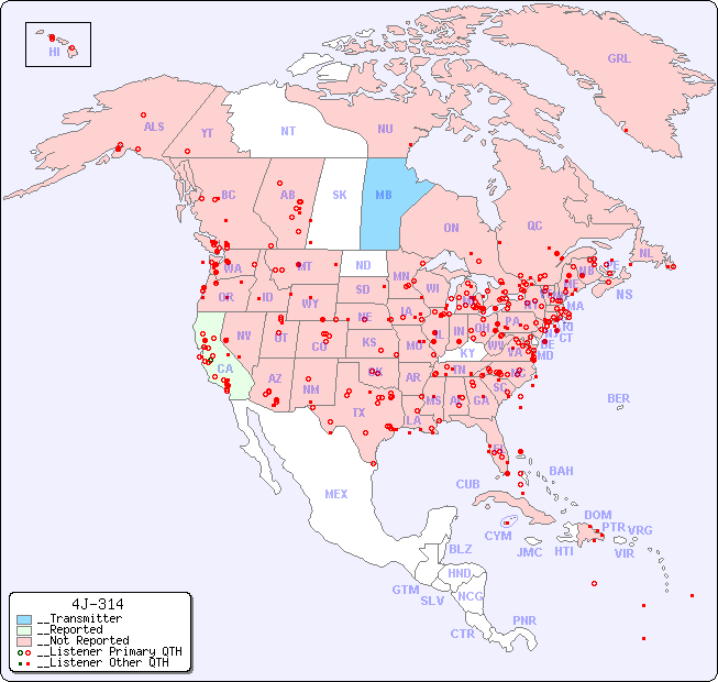 __North American Reception Map for 4J-314
