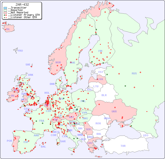 __European Reception Map for ZAR-432