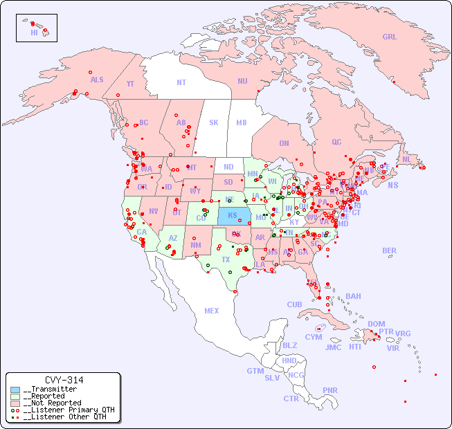 __North American Reception Map for CVY-314